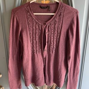 Size L Daisy Fuentes Plum Ruffle Cardigan